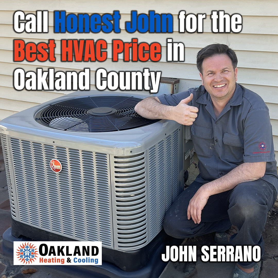 John of Oakland Heating & Cooling with new A/C unit.