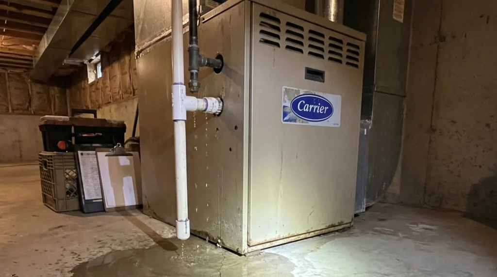 Carrier furnace leaking water.